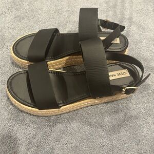 steve madden platform sandals black 9.5